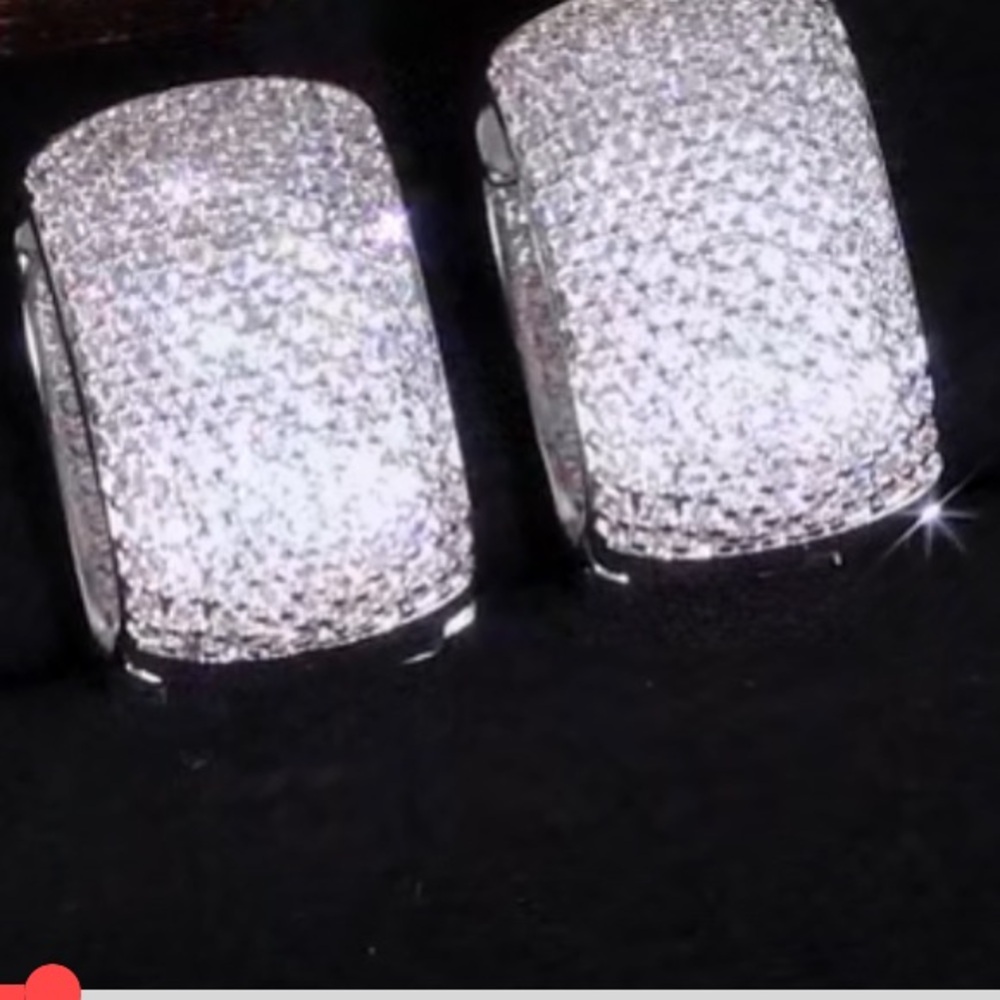 14k 2.5ct Pave Hoops - Picture 13 of 14